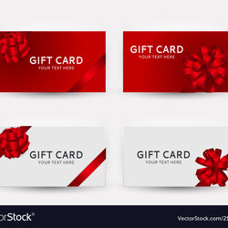 Gift Card Template Collection Set With Bow Vector Image