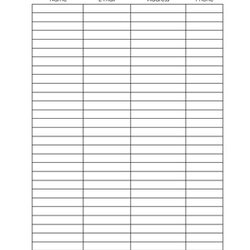 Swell Blank Sign In Sheet Templates Name Phone Email Template Number Printable Address Sheets Slots Visitor
