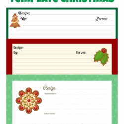 Marvelous Best Editable Printable Recipe Card Template Christmas For Free Pin
