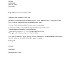 Superior Employment Confirmation Letter Sample Template