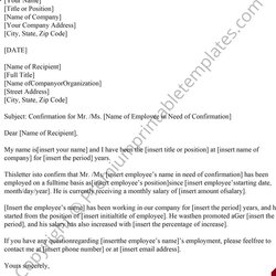 Capital Employment Confirmation Letter Pack Of