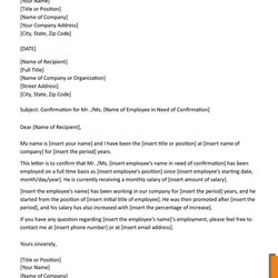 Matchless Employment Confirmation Letter Pack Of