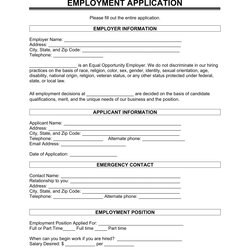 Free Employment Application Form Word Legal Templates Template