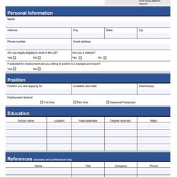 Spiffing Employment Application Template Free Printable Word Excel