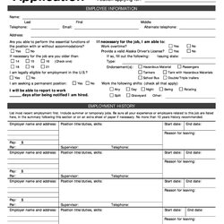 Free Employment Job Application Form Templates Printable Template