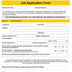 Peerless Free Employment Job Application Form Templates Printable