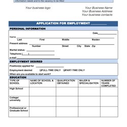 Sublime Free Employment Job Application Form Templates Printable Template