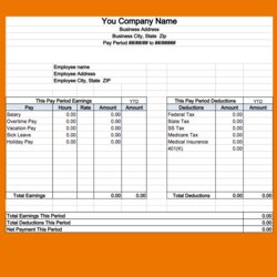 Perfect Free Printable Pay Stub Blank Excel Template Payslip