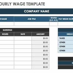 High Quality Free Pay Stub Templates Template Excel Hourly Wage With