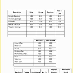 Eminent Free Pay Stub Template Microsoft Word Of Templates Excel Downloads Doc