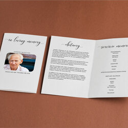 Funeral Program Template Printable Memorial Service Pamphlet Order Bulletin Booklet Invitation Folded