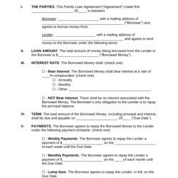 Superior Printable Family Loan Agreement Template Templates