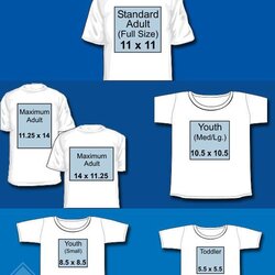 Marvelous Sizing Chart With Several Common Sizes For Design Images To Shirt Size Placement Transfer Shirts