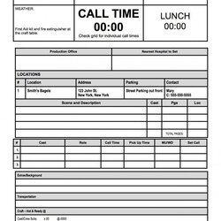 Perfect Download Free Call Sheet Template Printable Templates