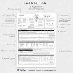 Creating Professional Call Sheets Free Template Download Sheet Breakdown Film Sm Front Production
