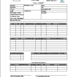 Call Sheet Template Google Docs Perfect Ideas