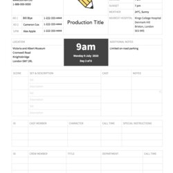 Download Free Call Sheet Template