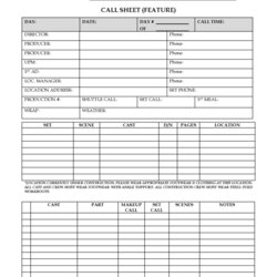 Capital Film Call Sheet Template Word Regarding Pray Awesome Feature Sample For Pertaining To