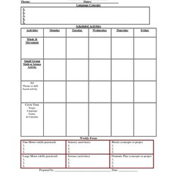Wonderful Preschool Lesson Plan Doc Weekly Template Printable Blank Templates Planning Plans Sheets But