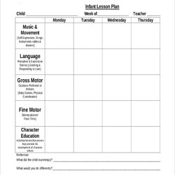 Very Good Printable Preschool Lesson Plan Templates Free Word Format Blank Plans Template Toddlers Infant