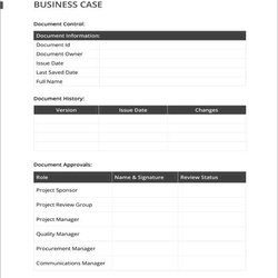 Super Business Case Templates Doc Width