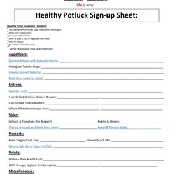 Superlative Best Potluck Sign Up Sheets For Any Occasion Sheet Kb