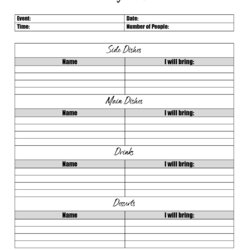 Magnificent Free Printable Potluck Sign Up Sheet Editable Instant Download