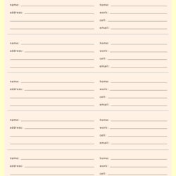 Admirable Printable Address Book Templates In Template Excel