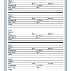 Printable Phone Book Template Forms Miscellaneous Sign Email Directory Anniversaries Registration