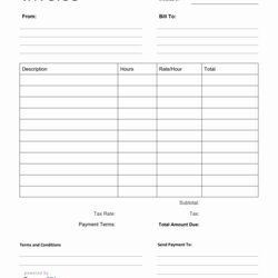 High Quality Invoice Template Printable Business Form Editable