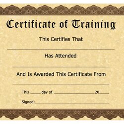 Matchless Certificate Of Training Template Brown Download Printable Print Big