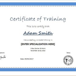 Marvelous Template For Training Certificate Templates Free Sample Word Child Format Certificates Death