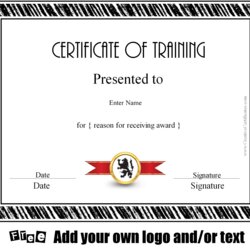 Magnificent Free Certificate Of Training Template Participation Course Customize Watermark Print Without