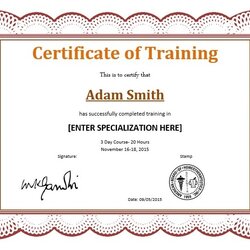 Legit Training Certificate Template Templates Free Word Printable