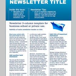 Capital Word Newsletter Template Free Printable Microsoft Format August Business