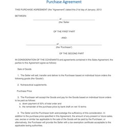 Simple Purchase Agreement Templates Real Estate Business Template Kb