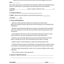 Capital Option To Purchase Real Estate Agreement Template Six Points Fill Print Big