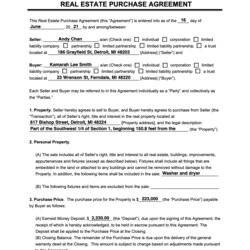 Wonderful Real Estate Purchase Agreement Template Sample