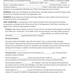 Real Estate Purchase Agreement Template Thumbnail