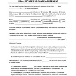 Eminent Purchase Agreement Template Free Word Templates Real Estate