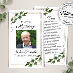 Preeminent Funeral Prayer Cards Templates