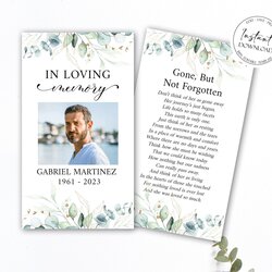 Brilliant Editable Funeral Prayer Card Printable Memorial Template Prayers