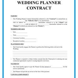 Superlative Wedding Planner Contract Template Word Printable Searches