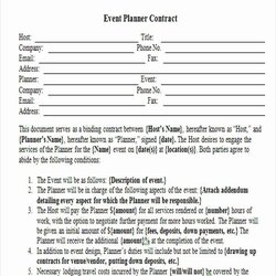 Terrific Party Planner Contract