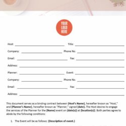 Great Party Planner Contract Template Free Ideas