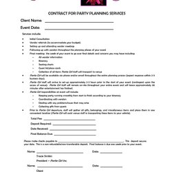Very Good Party Planner Contract Template Google Search Event Planning