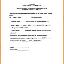 Operating Agreement Samples Template Business Sample