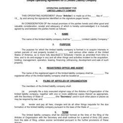 Brilliant Simple Operating Agreement Template Free Printable Documents