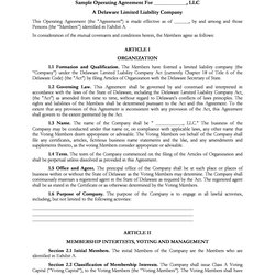 Great Operating Agreement Template Doc