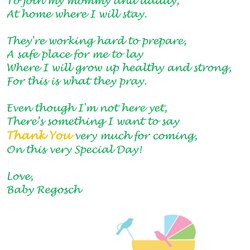 Thank You Note From Baby Shower Gift Bags Diapers Poems